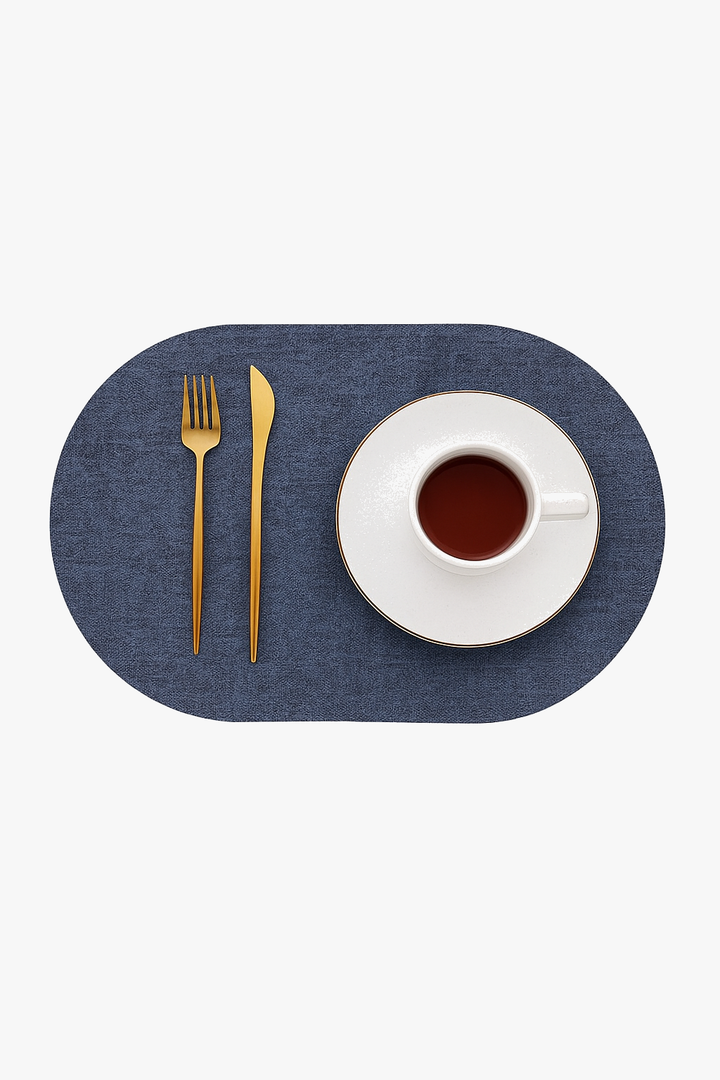 Oval faux leather heat resistant non-slip placemat set