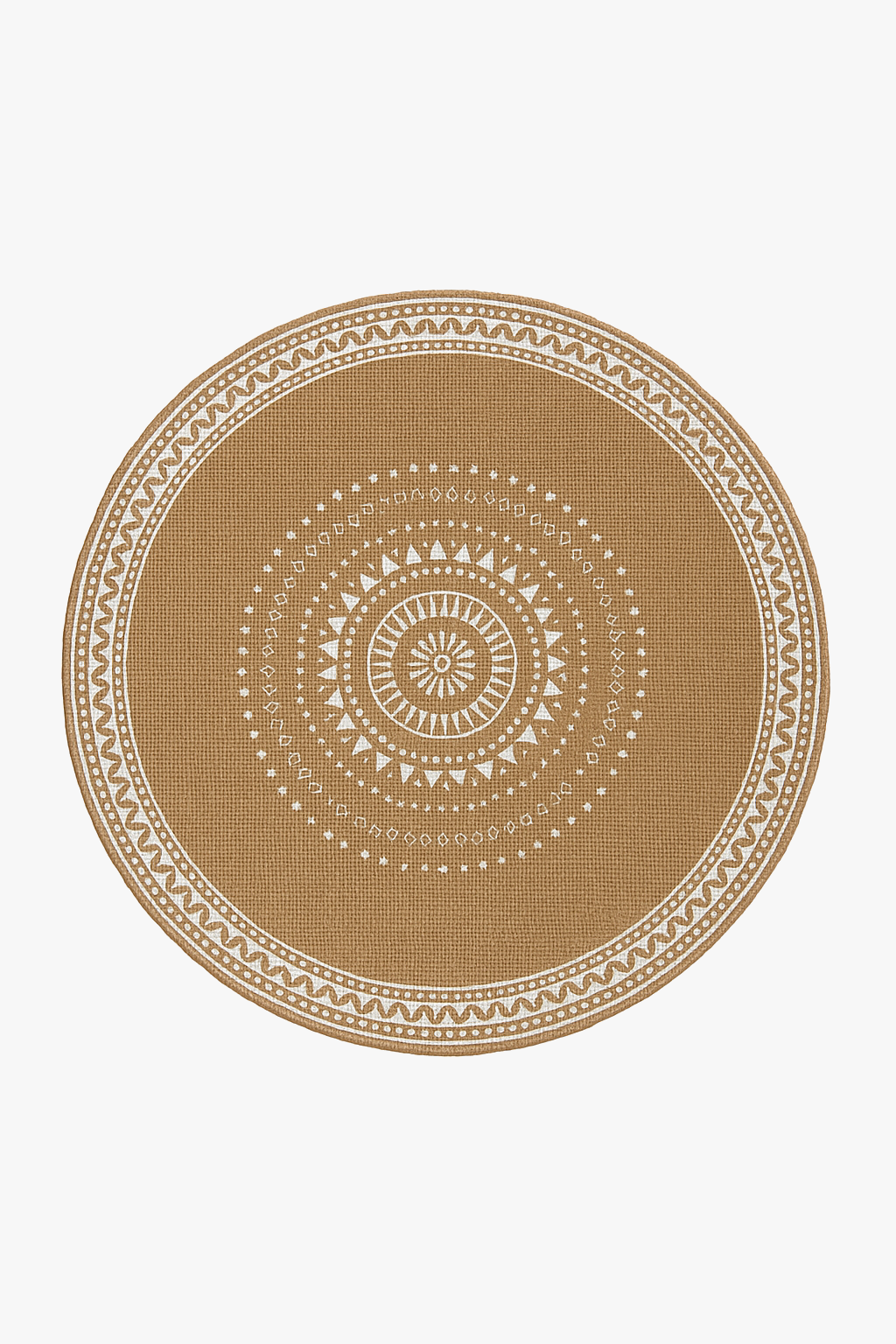 Round braided placemat rustic style with jute tassels