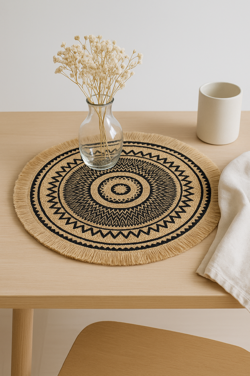 Bamboo woven country style placemat with tassels