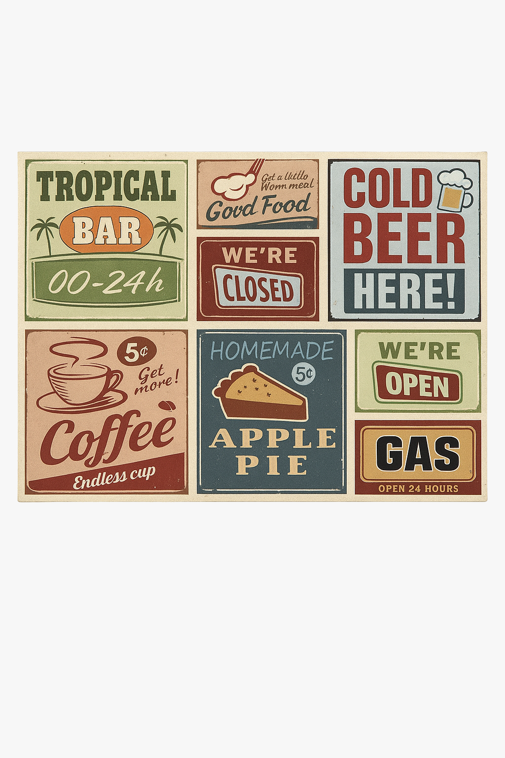 Retro tropical 1950s washable placemat set
