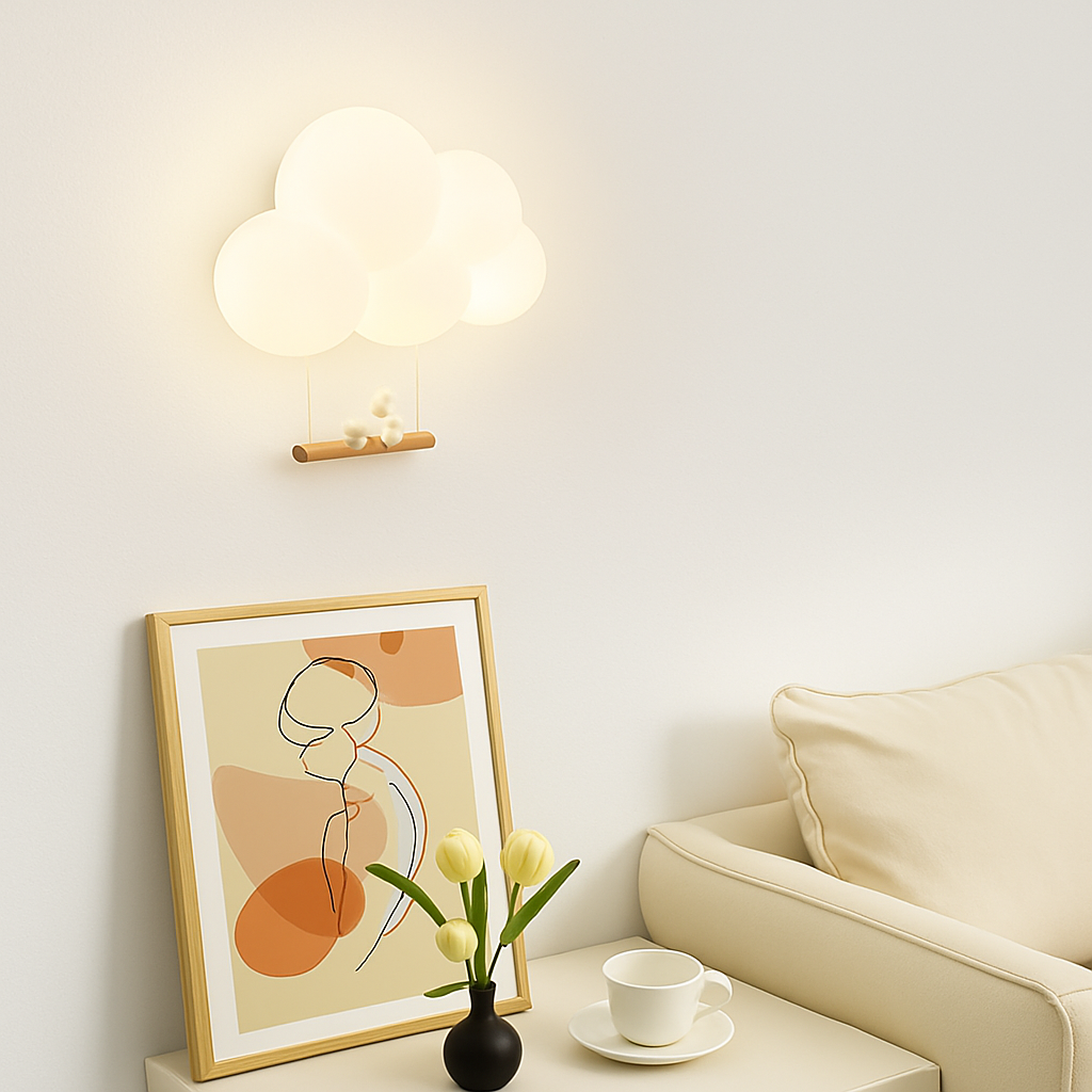 Monkey light cartoon animal wall lamp white cloud children's night light bedside lamp eye protection