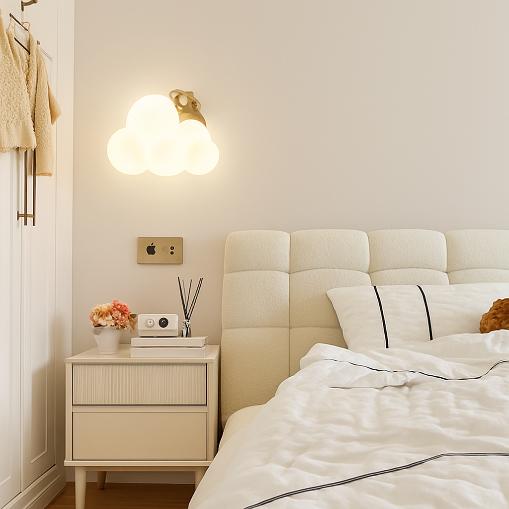 Monkey light cartoon animal wall lamp white cloud children's night light bedside lamp eye protection - vue 3 sur 13