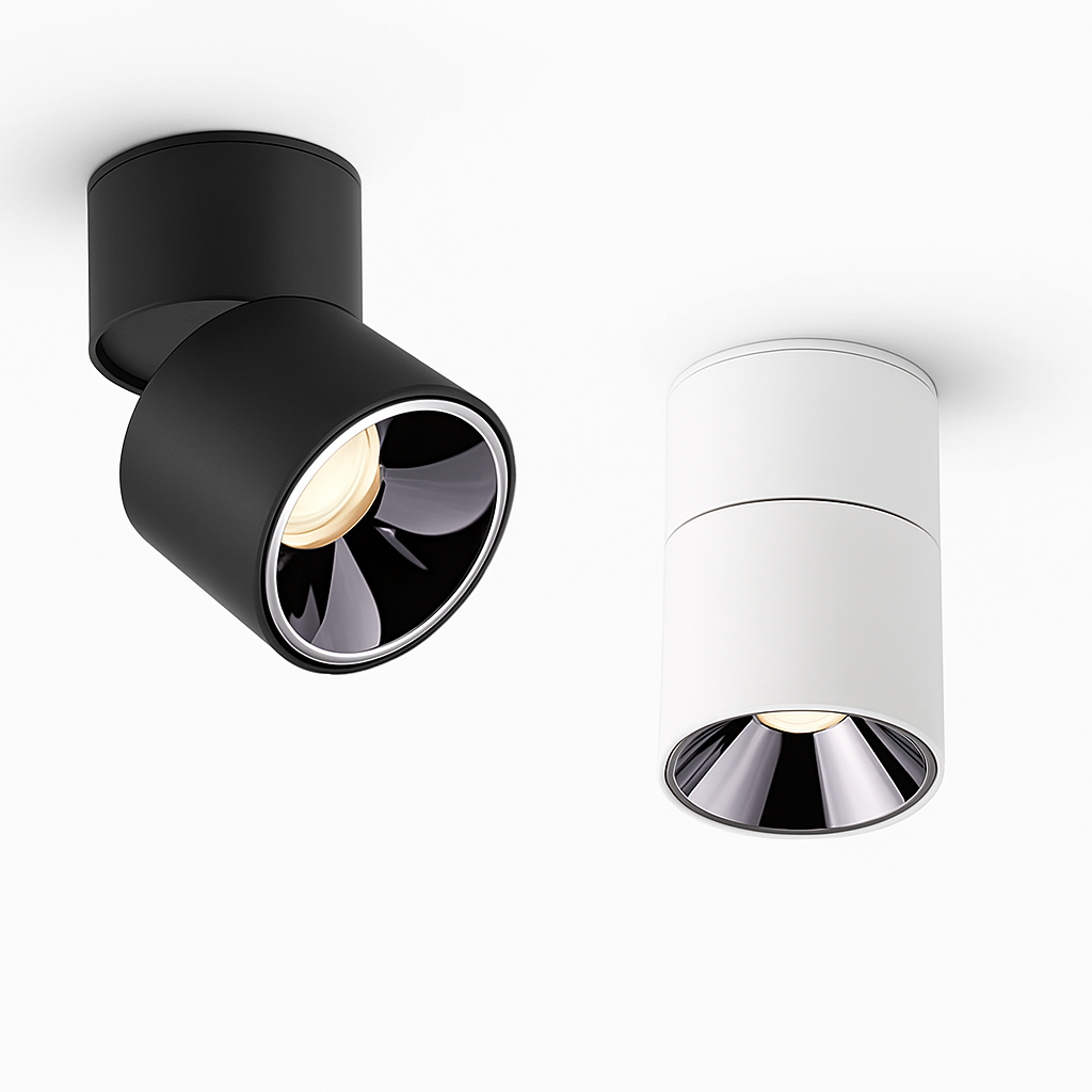 Dimmable anti-glare folding rotating surface LED spotlight
