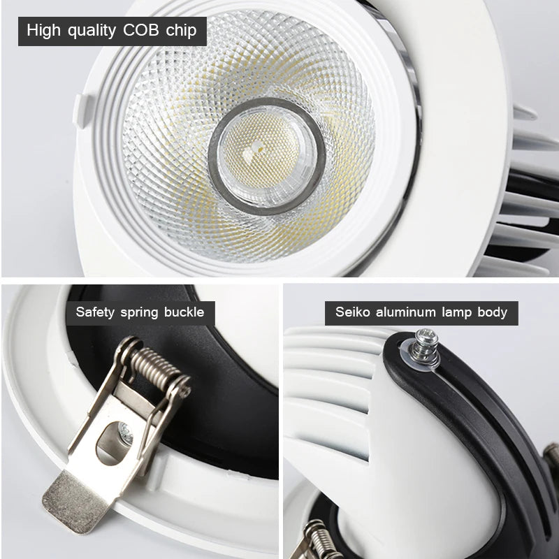 360-degree adjustable dimmable recessed LED spotlight
