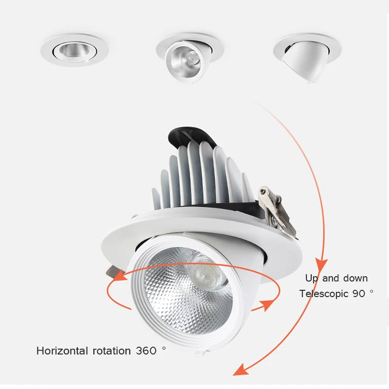 Dimmable 360-degree rotatable recessed LED spotlight