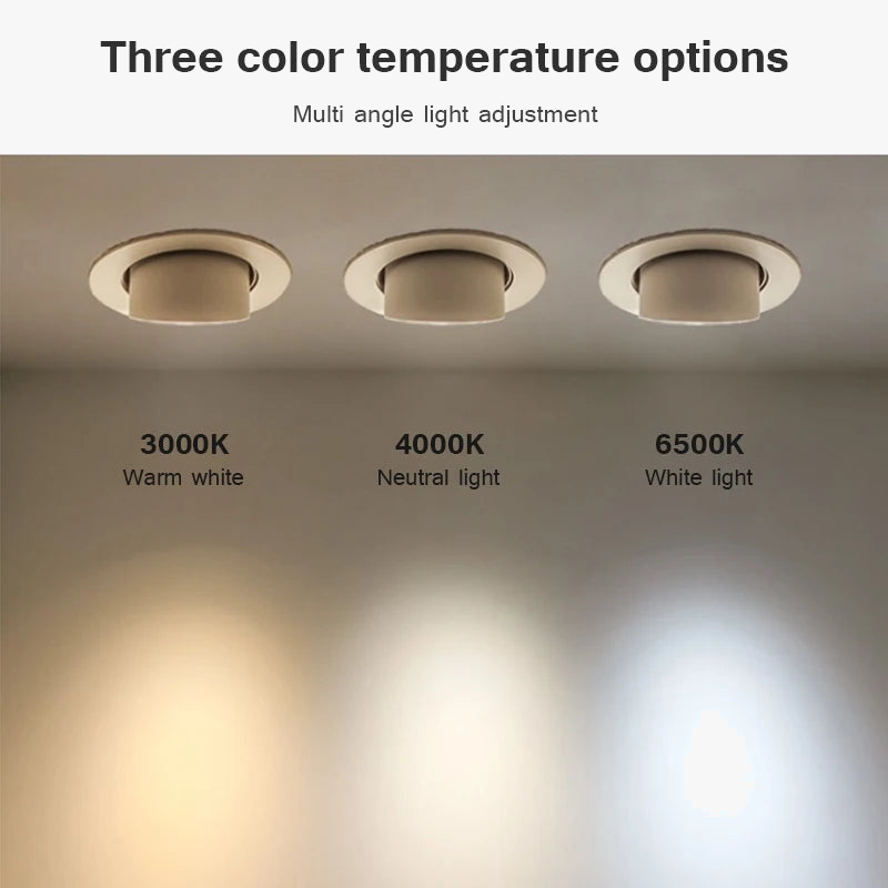 Dimmable 360-degree rotatable recessed LED spotlight