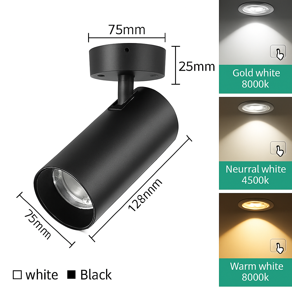 Modern surface mounted indoor LED ceiling spotlight - vue 12 sur 12