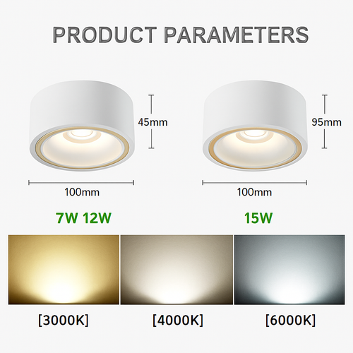 Round dimmable LED surface mounted spotlight - vue 8 sur 8