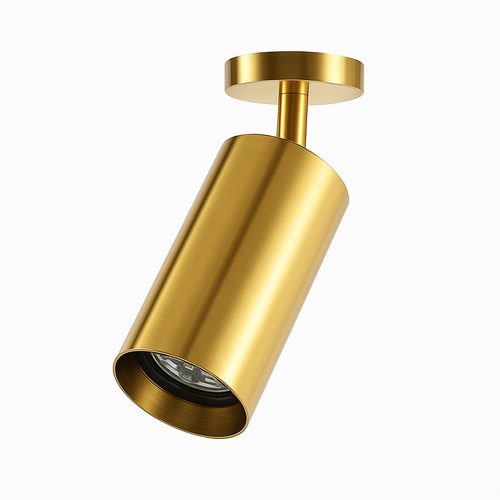 Modern rounded LED spotlight in gold metal - vue 2 sur 11