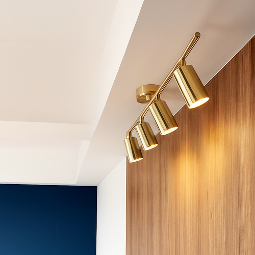 Modern rounded LED spotlight in gold metal - vue 4 sur 11