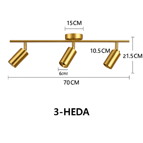 Modern rounded LED spotlight in gold metal - vue 8 sur 11