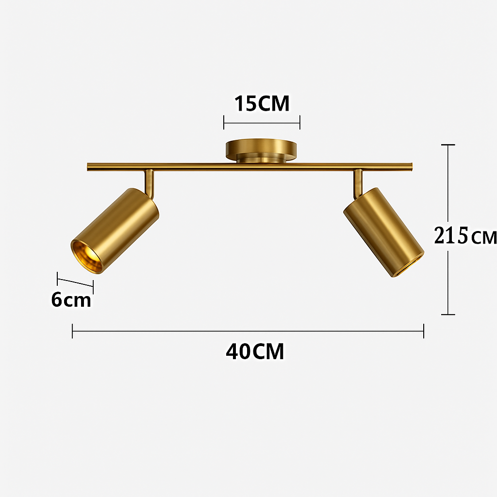 Modern rounded LED spotlight in gold metal - vue 9 sur 11