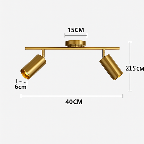 Modern rounded LED spotlight in gold metal - vue 10 sur 11