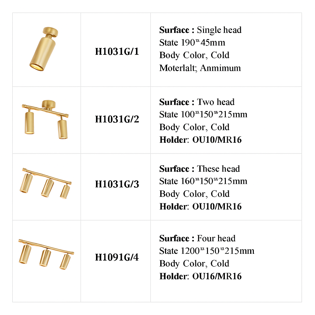 Modern rounded LED spotlight in gold metal - vue 10 sur 11