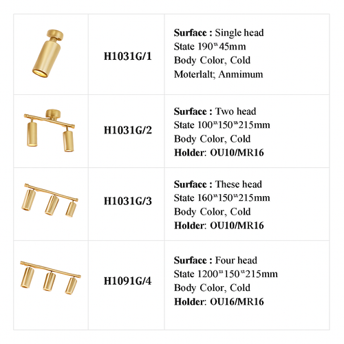 Modern rounded LED spotlight in gold metal - vue 11 sur 11