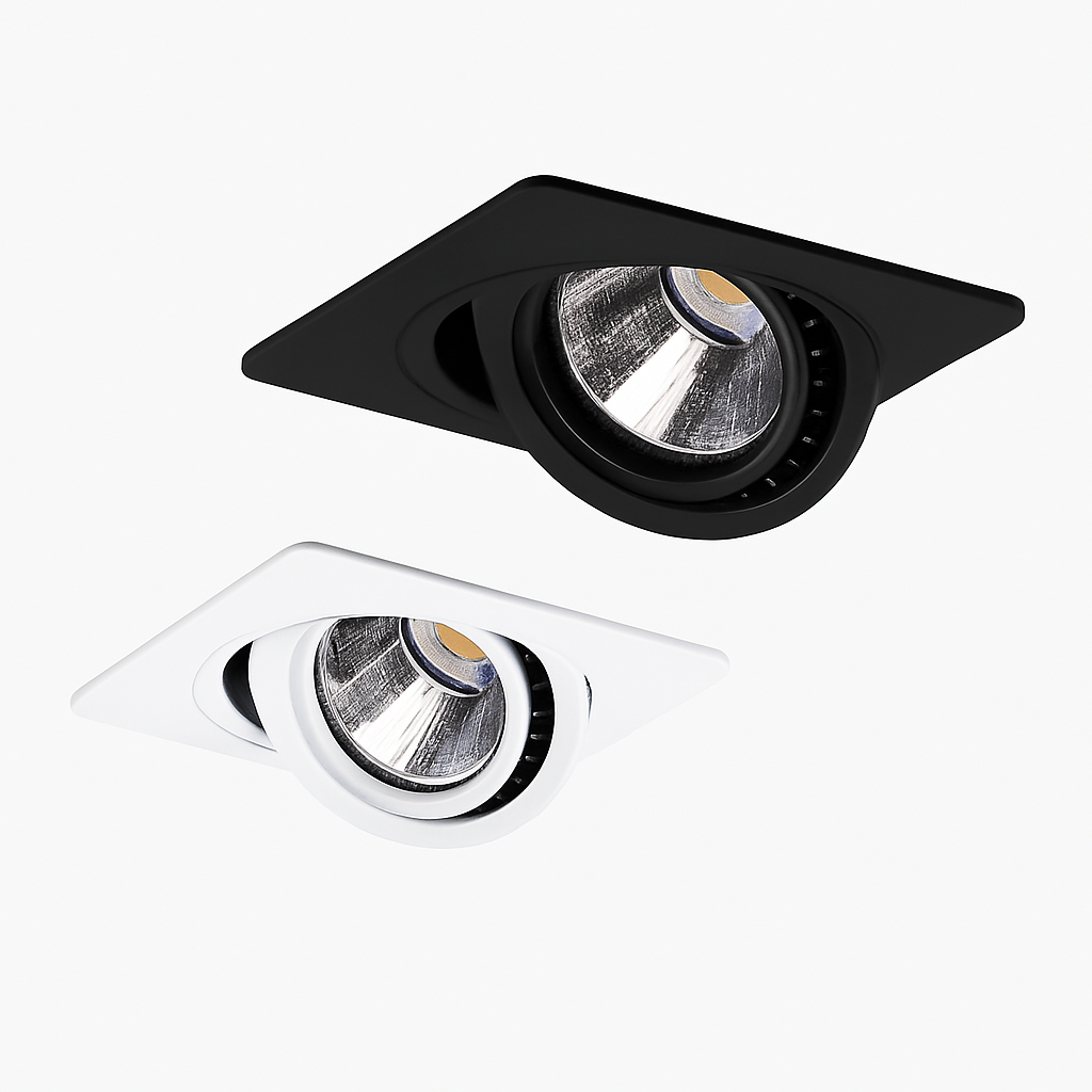 Modern LED spotlight with square base and 360° rotating light Solal