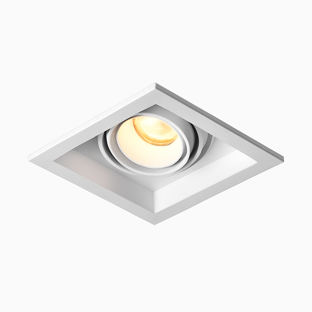 Modern LED spotlight with adjustable focus and recessed square design tiago