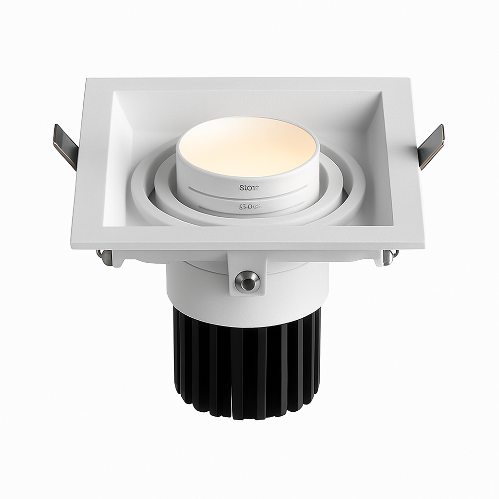 Modern LED spotlight with adjustable focus and recessed square design tiago - vue 6 sur 8