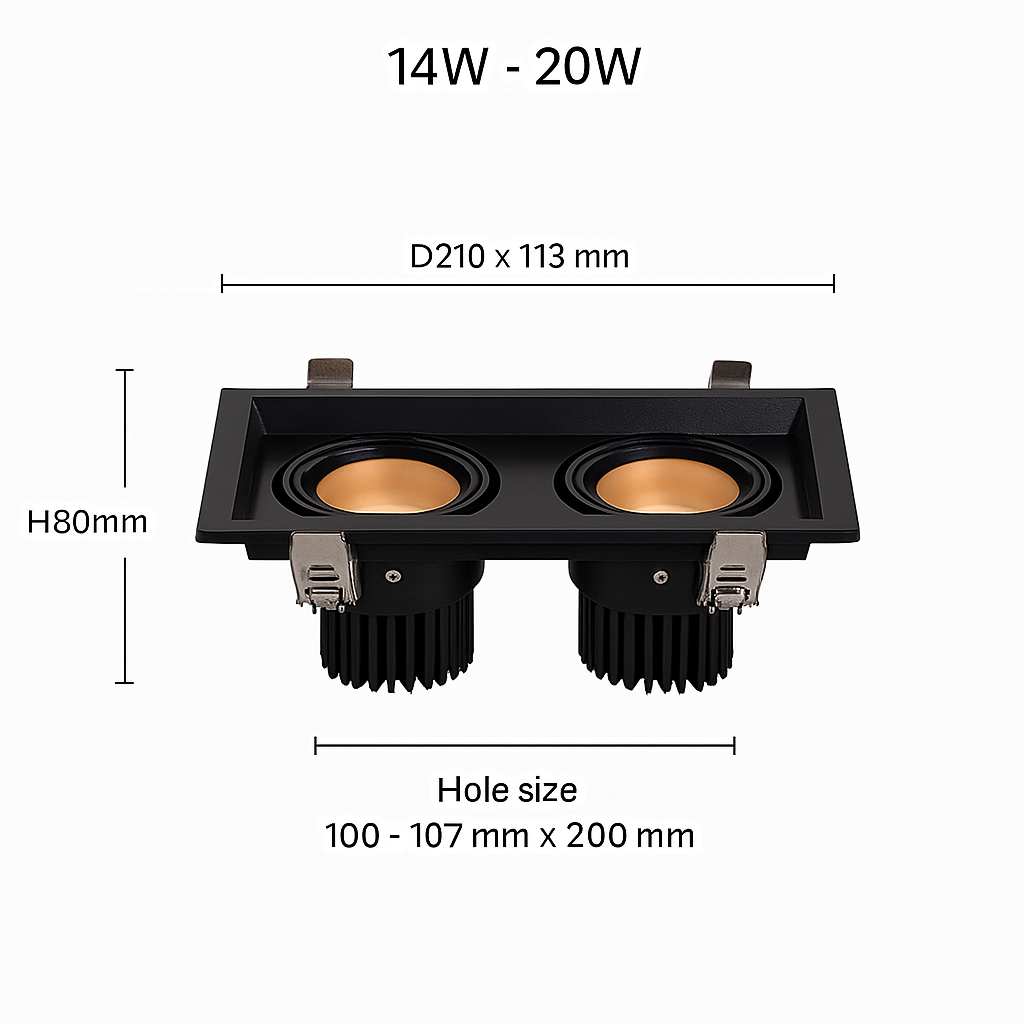Modern LED spotlight with adjustable focus and recessed square design tiago - vue 8 sur 8