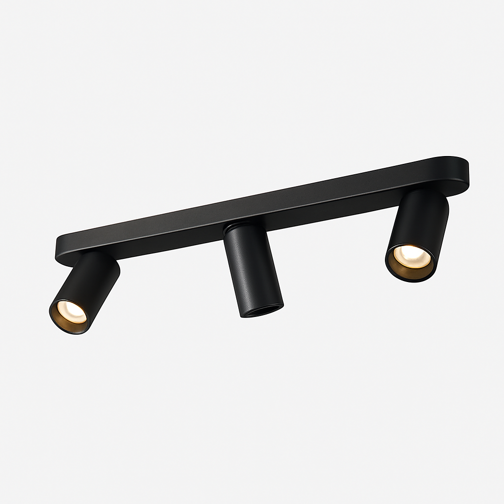 Modern round LED spotlight with multiple surface-mounted cylinders
