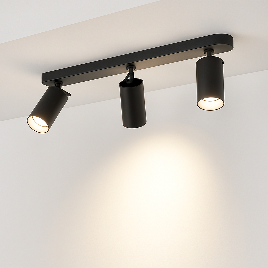 Modern round LED spotlight with multiple surface-mounted cylinders - vue 3 sur 9