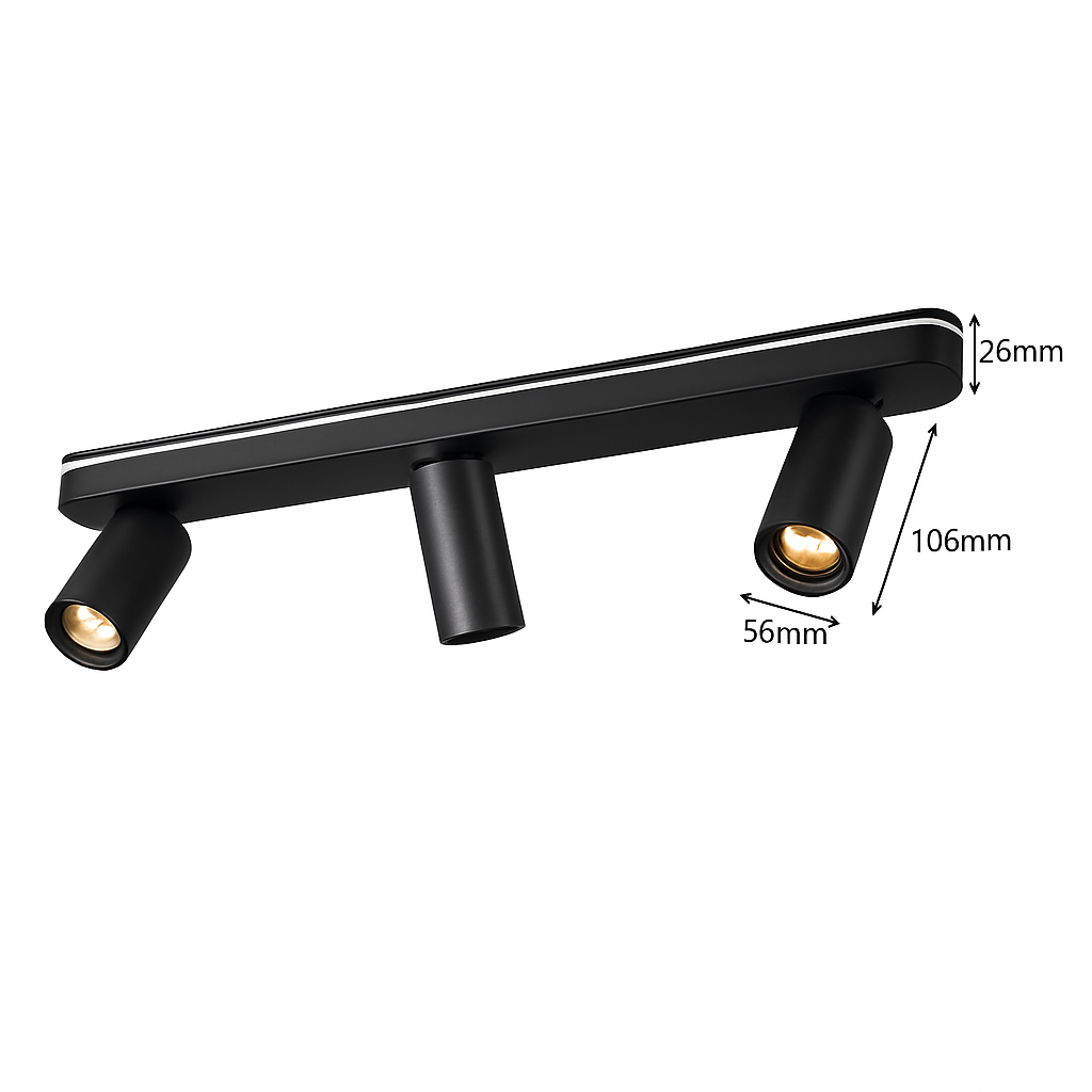 Modern round LED spotlight with multiple surface-mounted cylinders - vue 8 sur 9