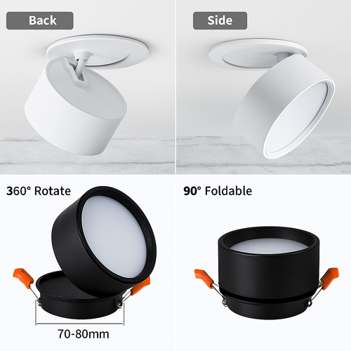 Round LED spotlight with 360° adjustable direction - vue 5 sur 8