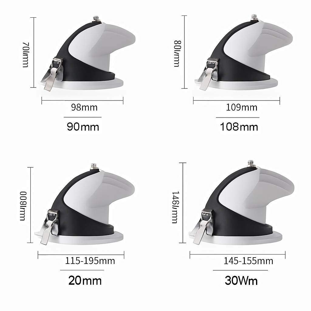 360° adjustable round LED spotlight in white aluminium - vue 4 sur 5
