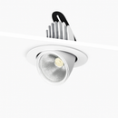 360° adjustable round LED spotlight in white aluminium