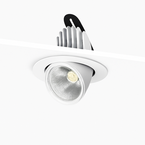 360° adjustable round LED spotlight in white aluminium - vue 6 sur 5