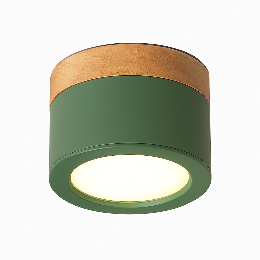Cylindrical LED spotlight with wooden base Botimi