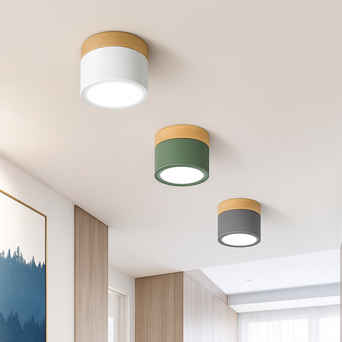 Spots LED cylindrique à base en bois Botimi - vue 13 sur 12