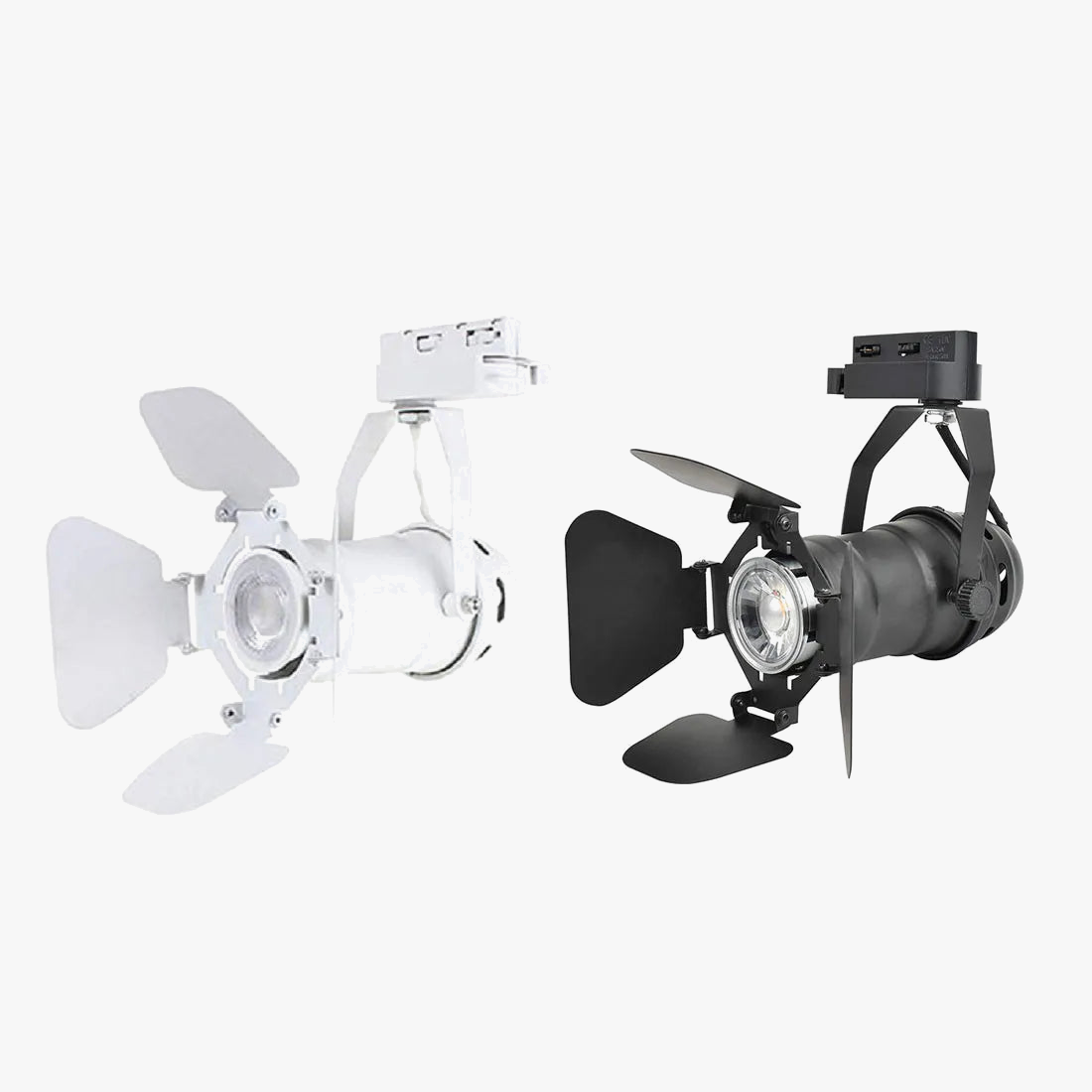 Modern adjustable track spotlights for office and display lighting