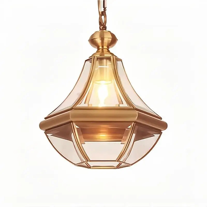 American rural style solid copper outdoor pendant light, waterproof, brass chandelier for villa porch, sunroom, corridor or balcony
