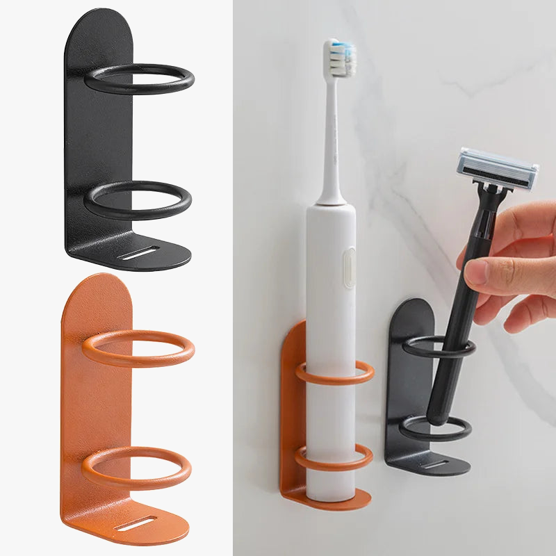 Metal wall-mounted toothbrush and razor holder