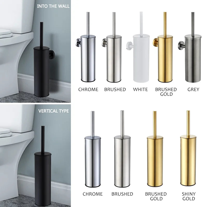 Durable stainless steel wall-mounted toilet brush holder
