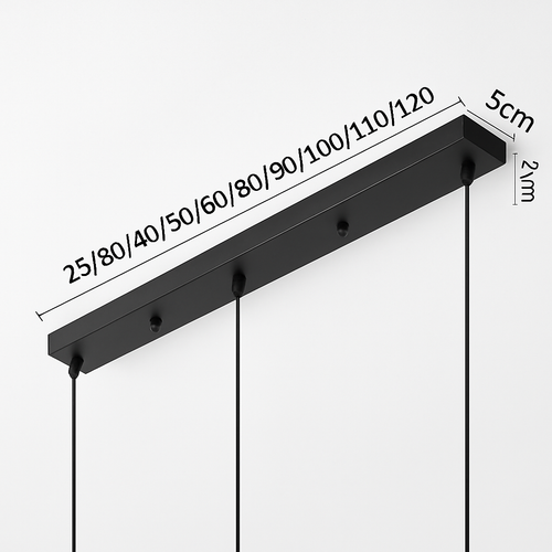 Long rectangular ceiling light canopy up to 5 outlets (black or white) - vue 3 sur 8