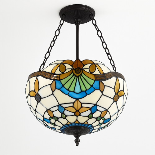 suspension antique style tiffany pour éclairage rétro et coloré - vue 7 sur 6