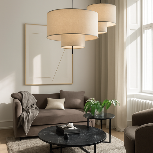 Handmade artistic fabric pendant light modern lighting - vue 4 sur 9