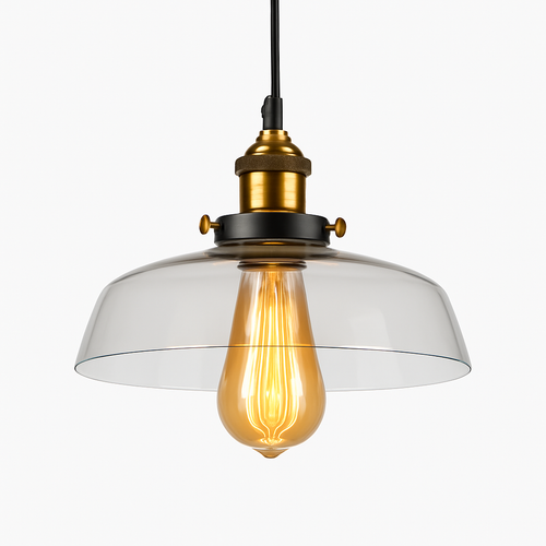 Pendant light with glass shade loft - vue 12 sur 17