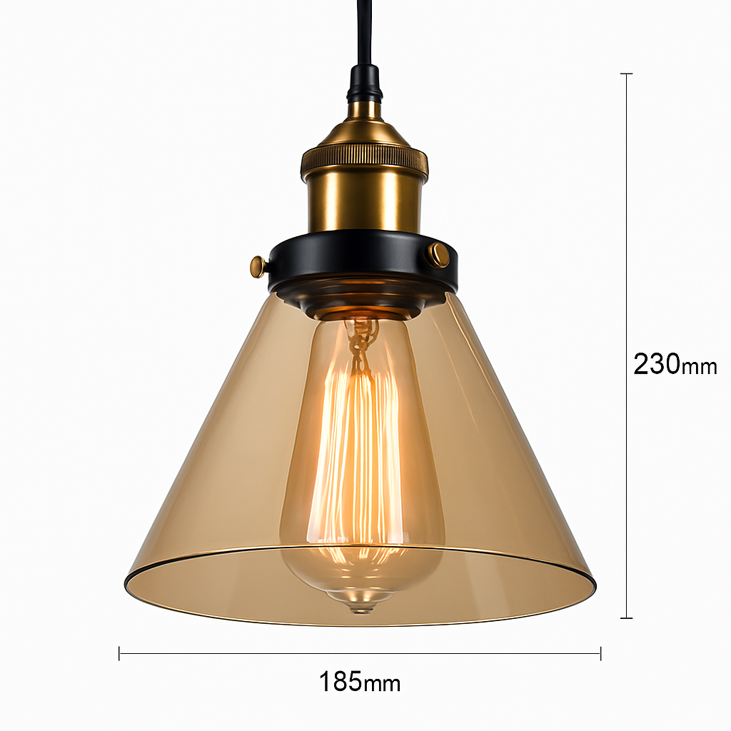 Pendant light with glass shade loft - vue 6 sur 17