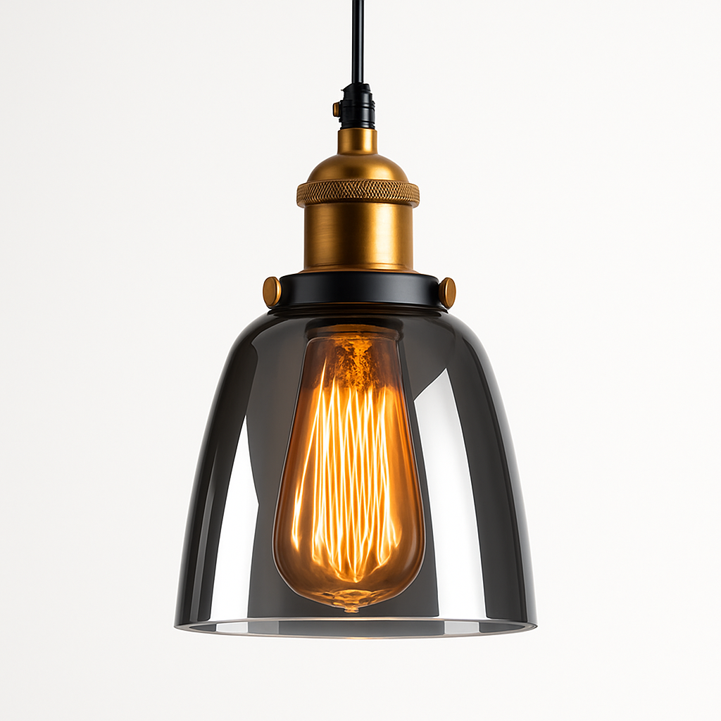 Pendant light with glass shade loft - vue 8 sur 17