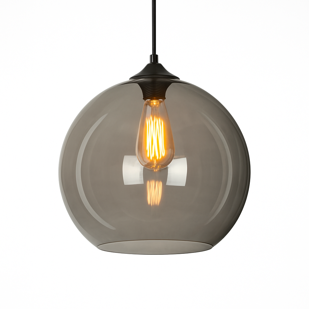 Clear modern glass ball pendant light - vue 3 sur 7