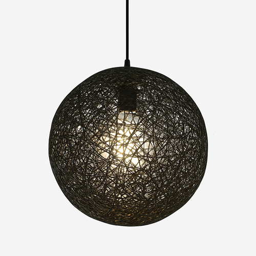 Wicker paper ball pendant light