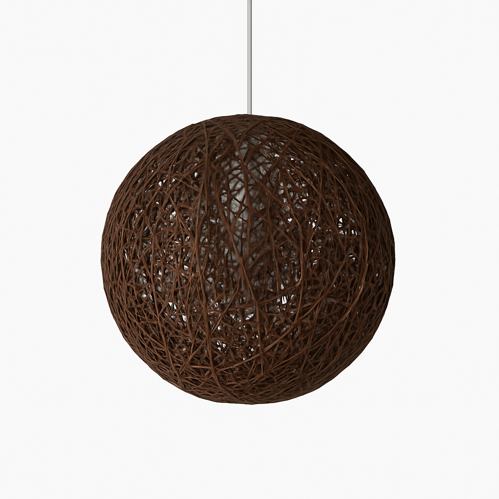 Wicker paper ball pendant light - vue 7 sur 15