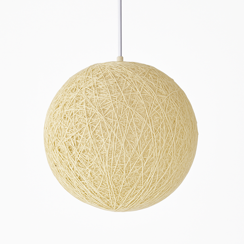 Wicker paper ball pendant light - vue 9 sur 15