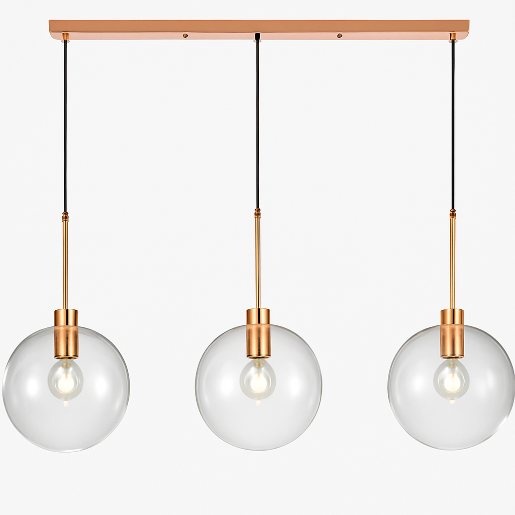 Glass ball pendant light with rod - vue 22 sur 22