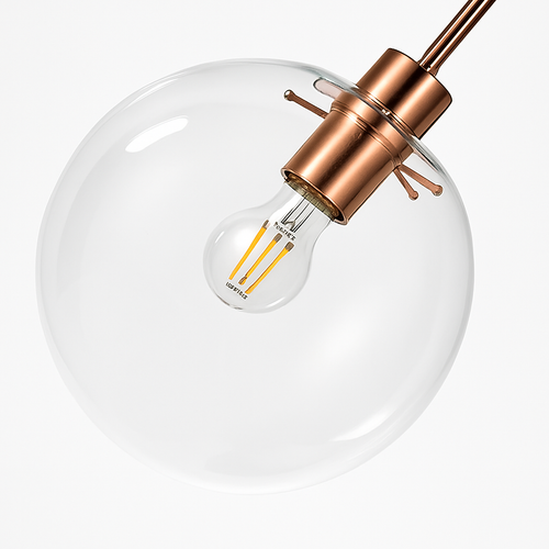 Glass ball pendant light with rod - vue 7 sur 22