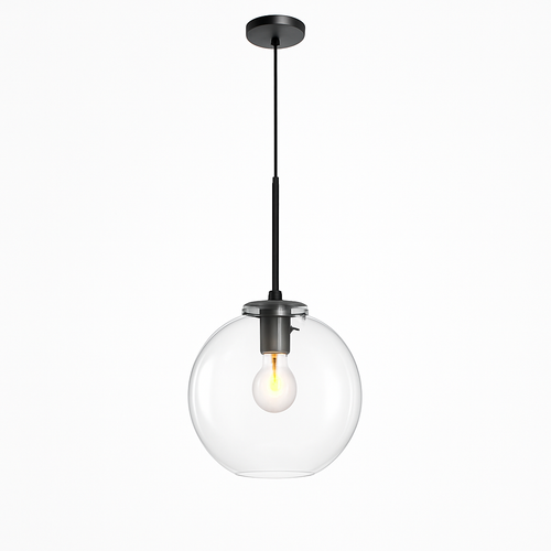 Glass ball pendant light with rod - vue 9 sur 22