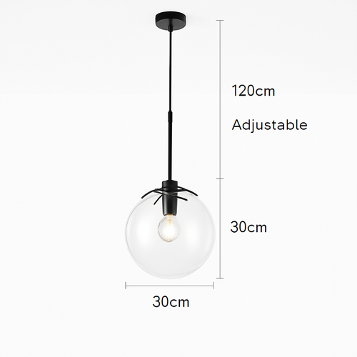 Glass ball pendant light with rod - vue 11 sur 22